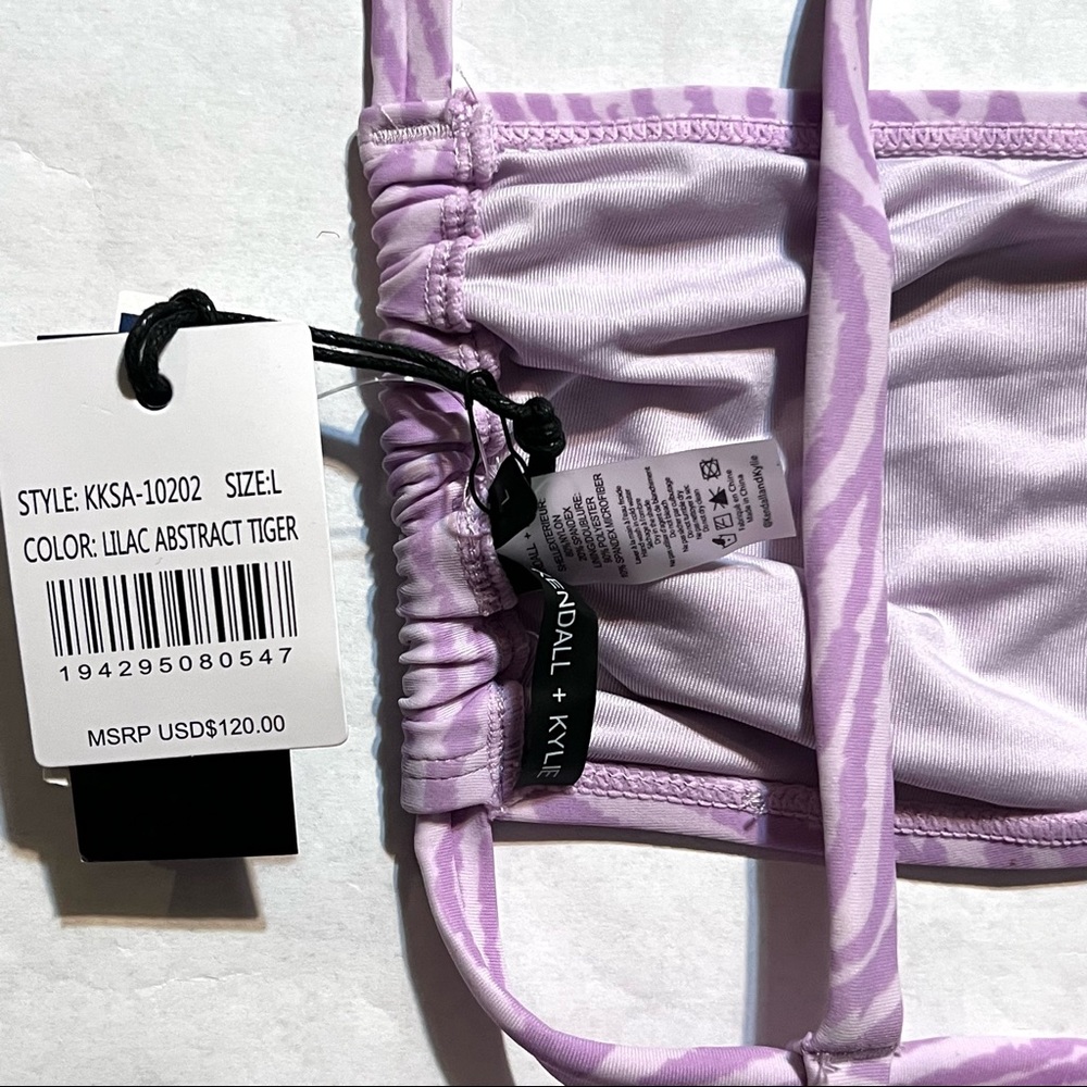 Kendall & Kylie Lilac Abstract Tiger Print Bandeau Bikini Set Size Large - Picture 4 of 7